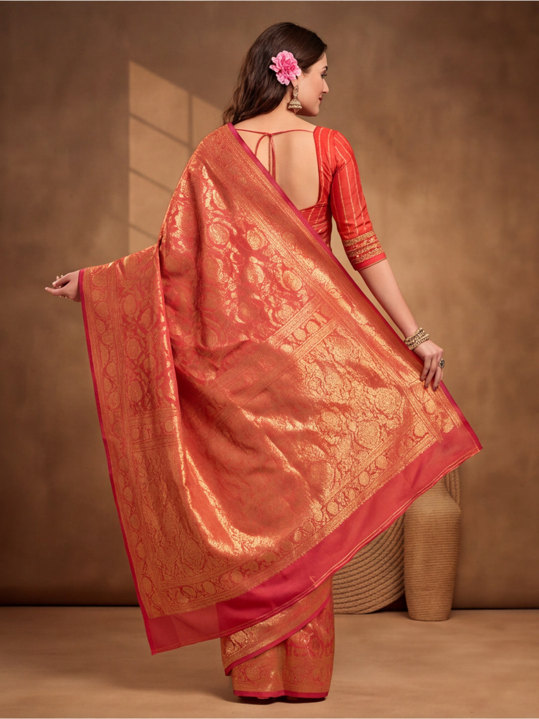 Jaipur Kurti Women'S Pitch Colour Designer Weaving Work Saree