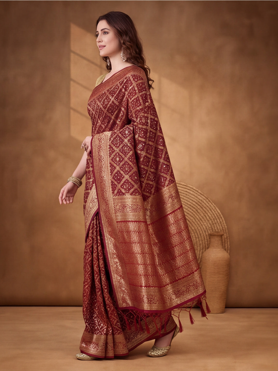 Jaipur Kurti Women'S Multi Colour Designer Weaving Work Saree