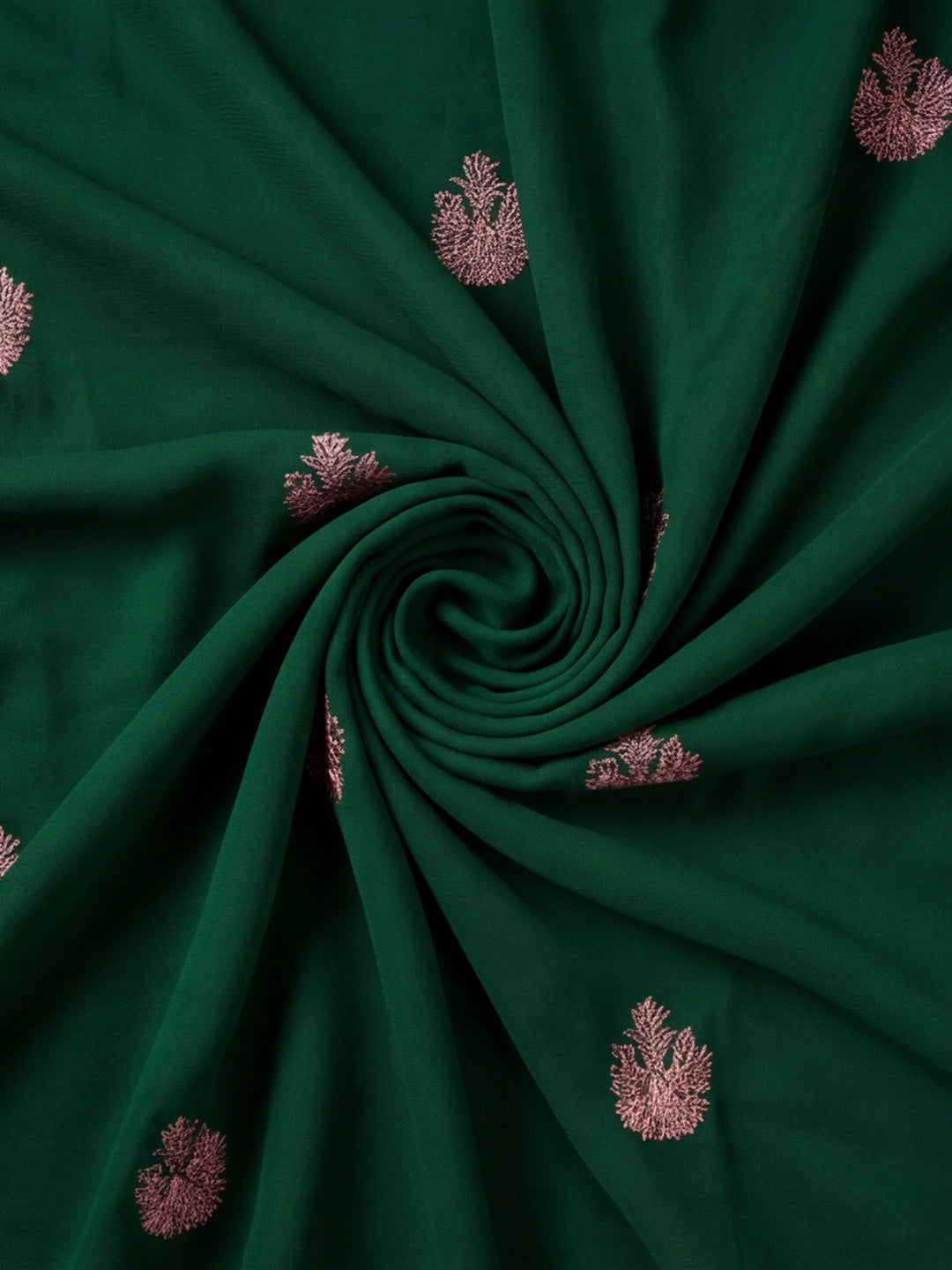 Bottle Green Georgette Saree with Luxurious Embroidered Touch by Jaipur Kurti