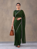 Olive Vichitra Silk Embellished Saree for Women by Jaipur Kurti