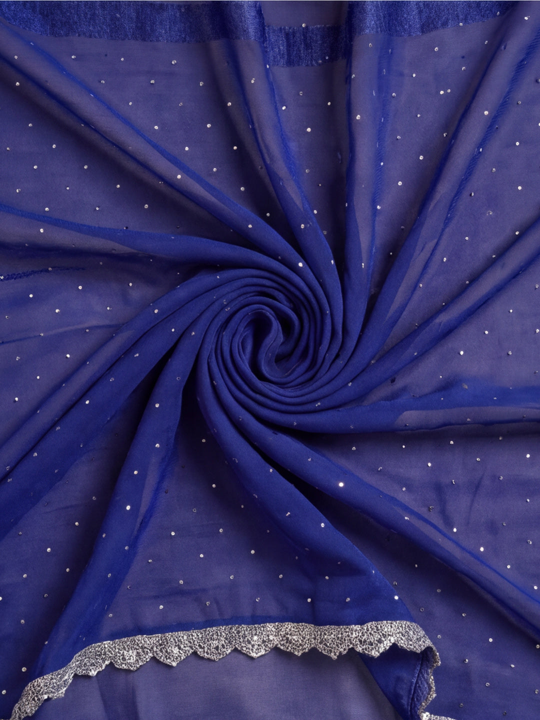 Royal Blue Vichitra Silk Embellished Saree for Women by Jaipur Kurti