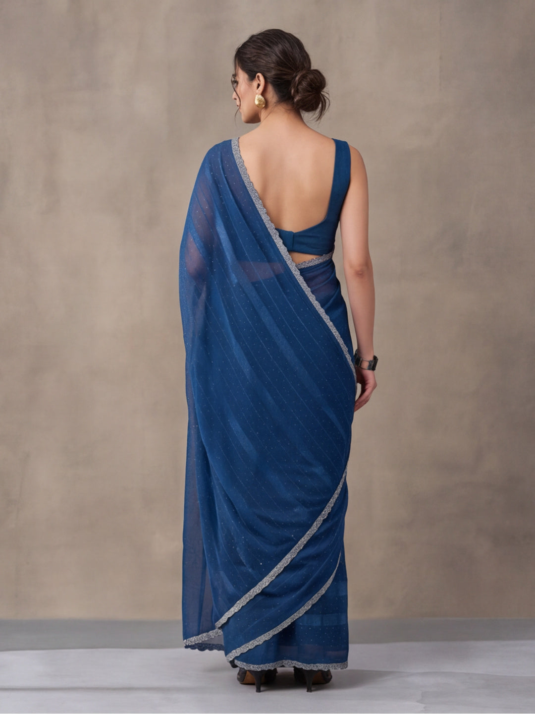 Teal Vichitra Silk Embellished Saree for Women by Jaipur Kurti