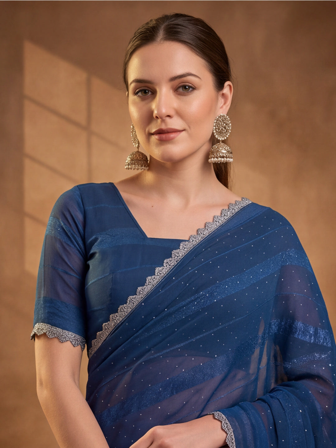 Teal Vichitra Silk Embellished Saree for Women by Jaipur Kurti