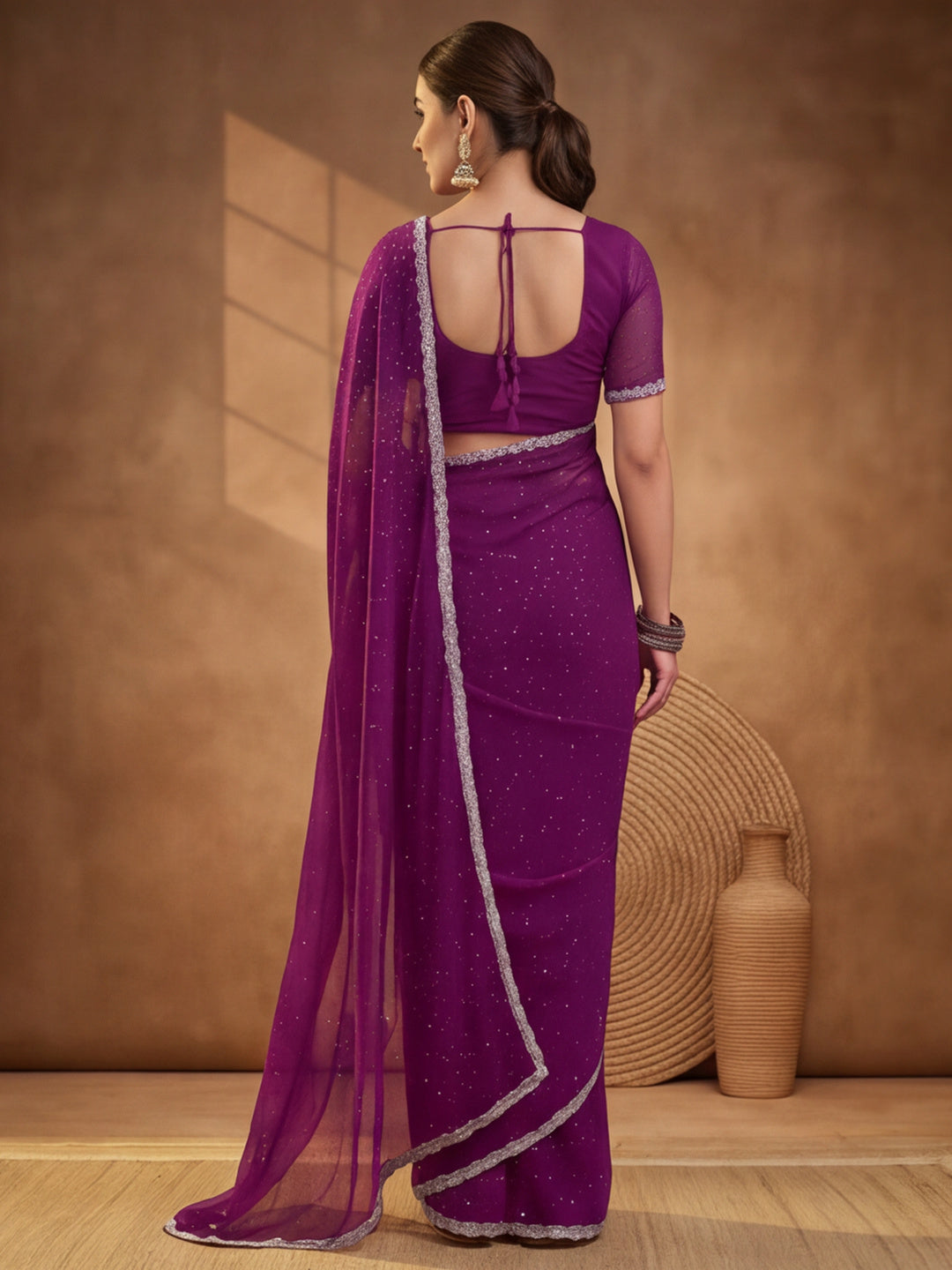 Purple Vichitra Silk Embellished Saree for Women by Jaipur Kurti