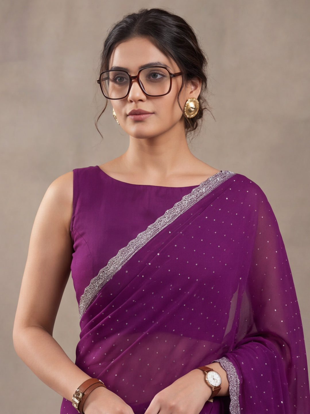 Purple Vichitra Silk Embellished Saree for Women by Jaipur Kurti