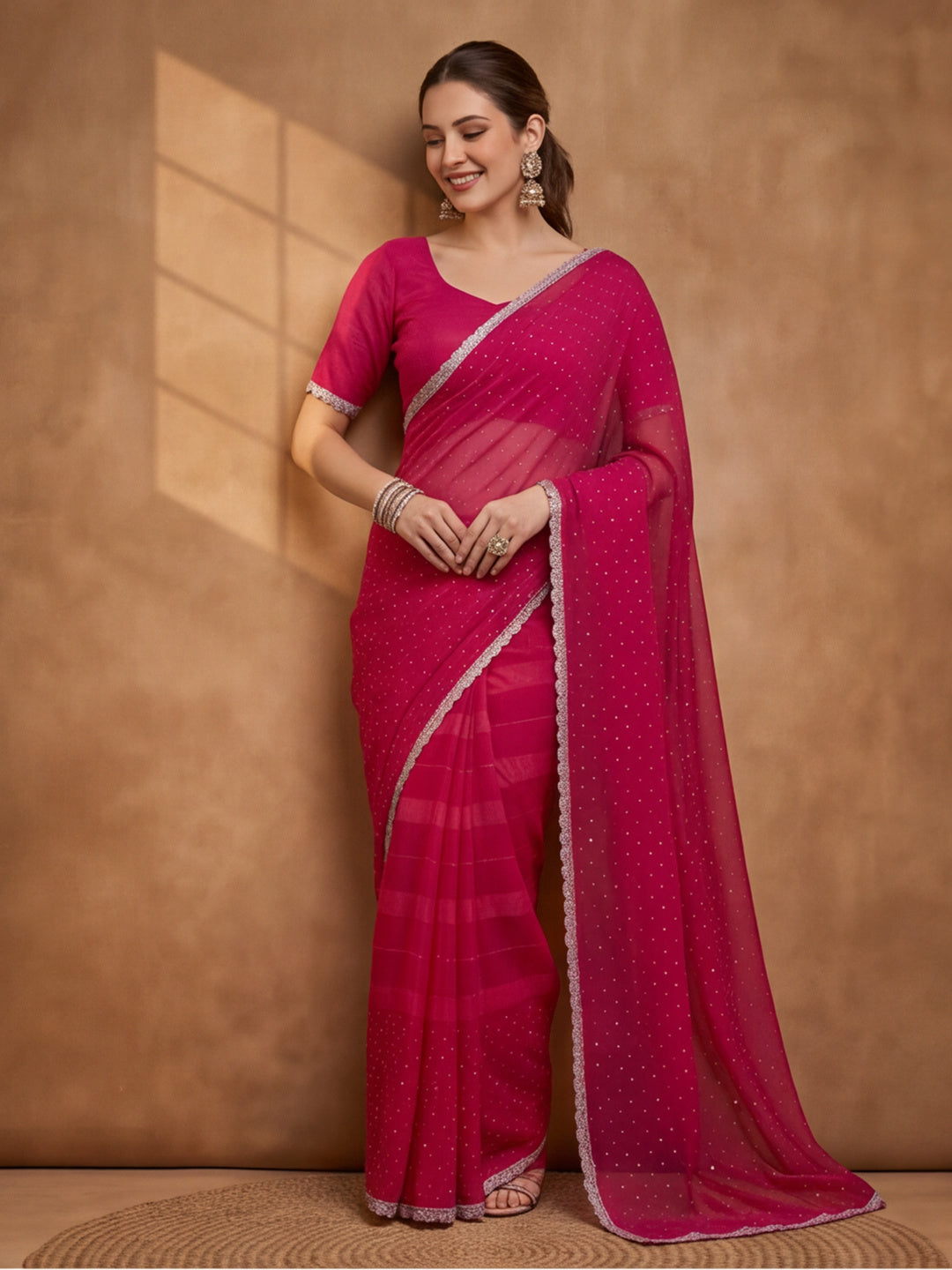 Pink Vichitra Silk Embellished Saree for Women by Jaipur Kurti