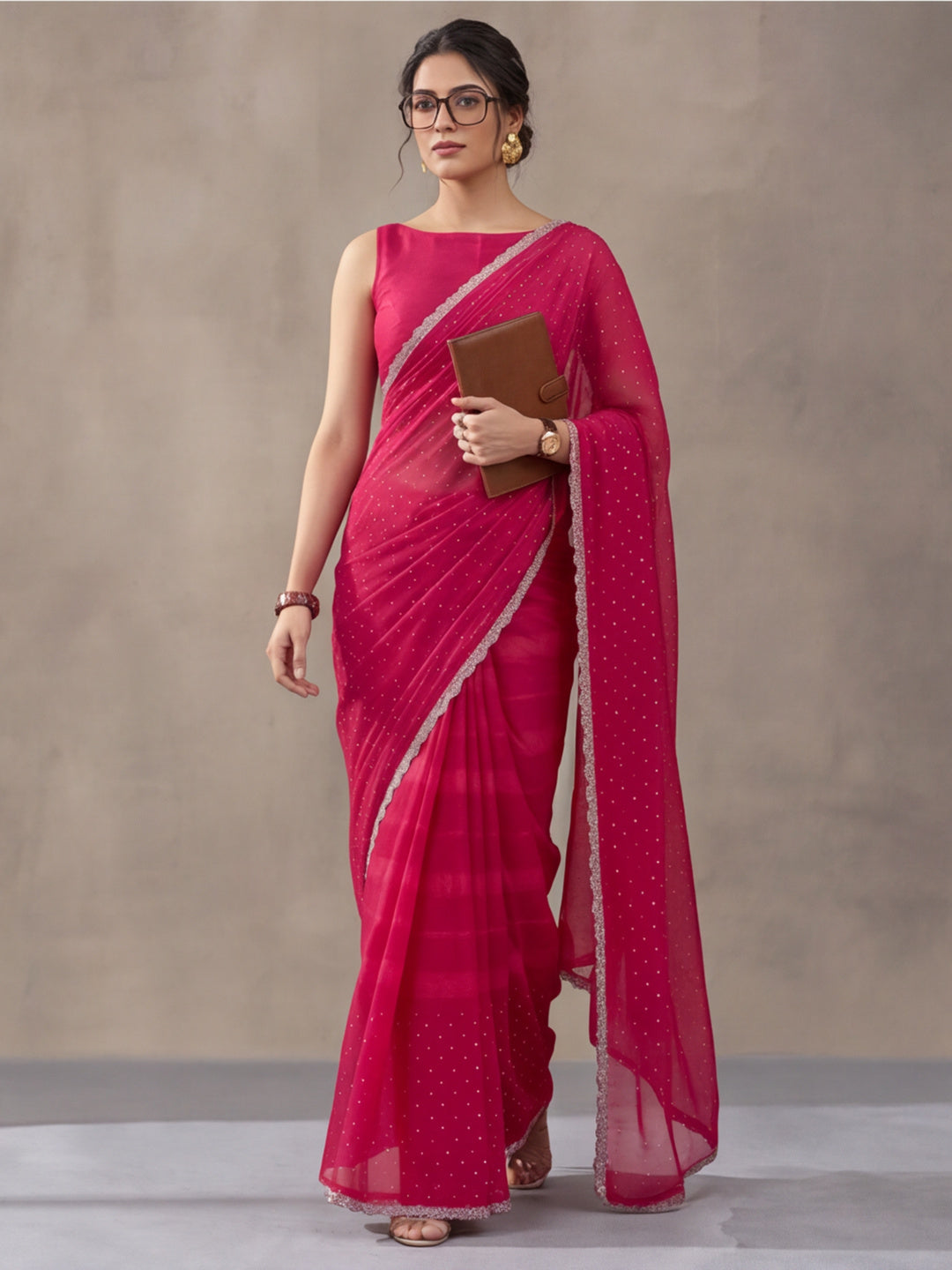 Pink Vichitra Silk Embellished Saree for Women by Jaipur Kurti