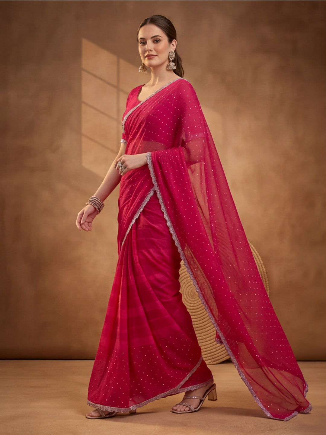 Pink Vichitra Silk Embellished Saree for Women by Jaipur Kurti