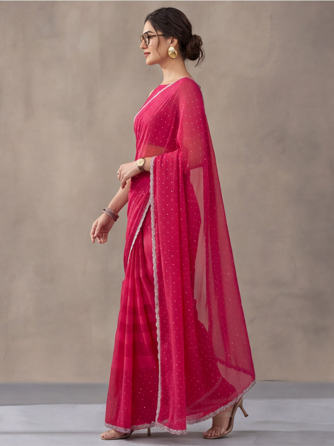 Pink Vichitra Silk Embellished Saree for Women by Jaipur Kurti