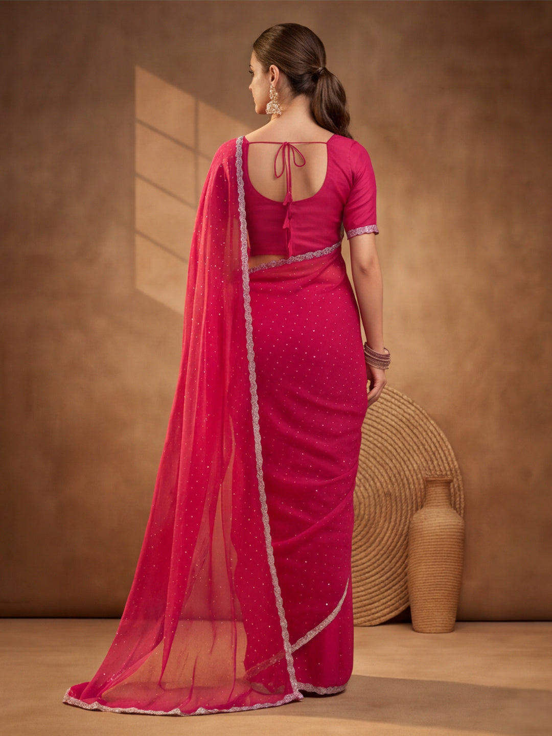 Pink Vichitra Silk Embellished Saree for Women by Jaipur Kurti