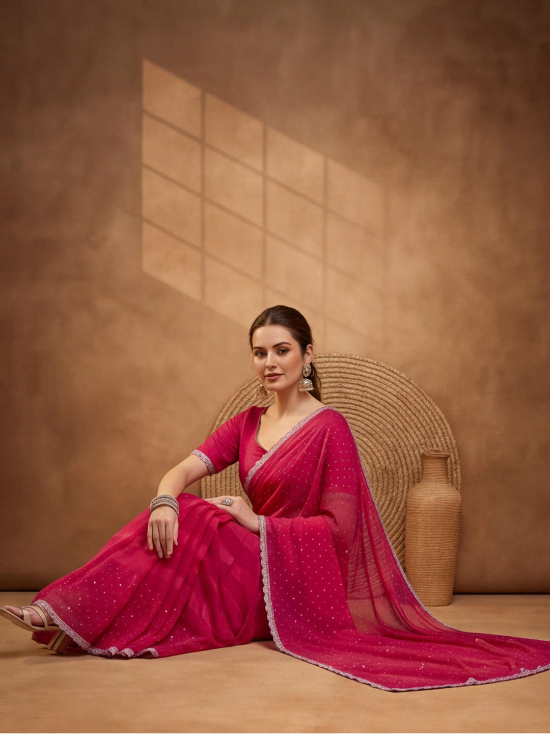 Pink Vichitra Silk Embellished Saree for Women by Jaipur Kurti
