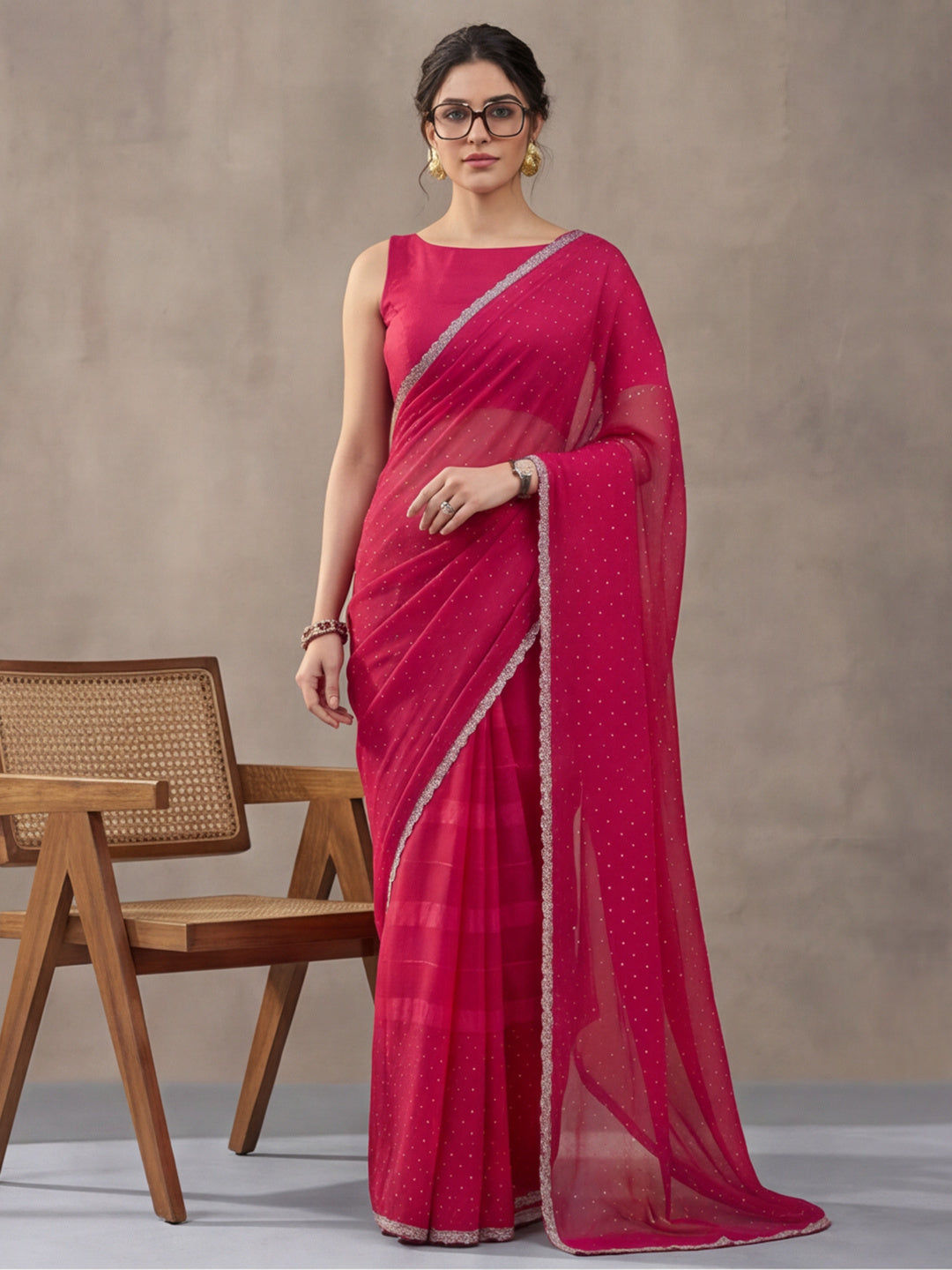 Pink Vichitra Silk Embellished Saree for Women by Jaipur Kurti