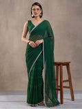 Green Vichitra Silk Embellished Saree for Women by Jaipur Kurti
