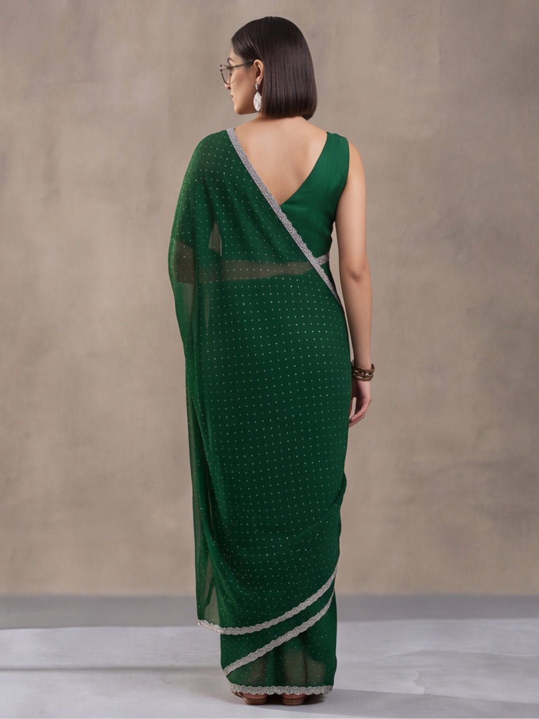 Green Vichitra Silk Embellished Saree for Women by Jaipur Kurti