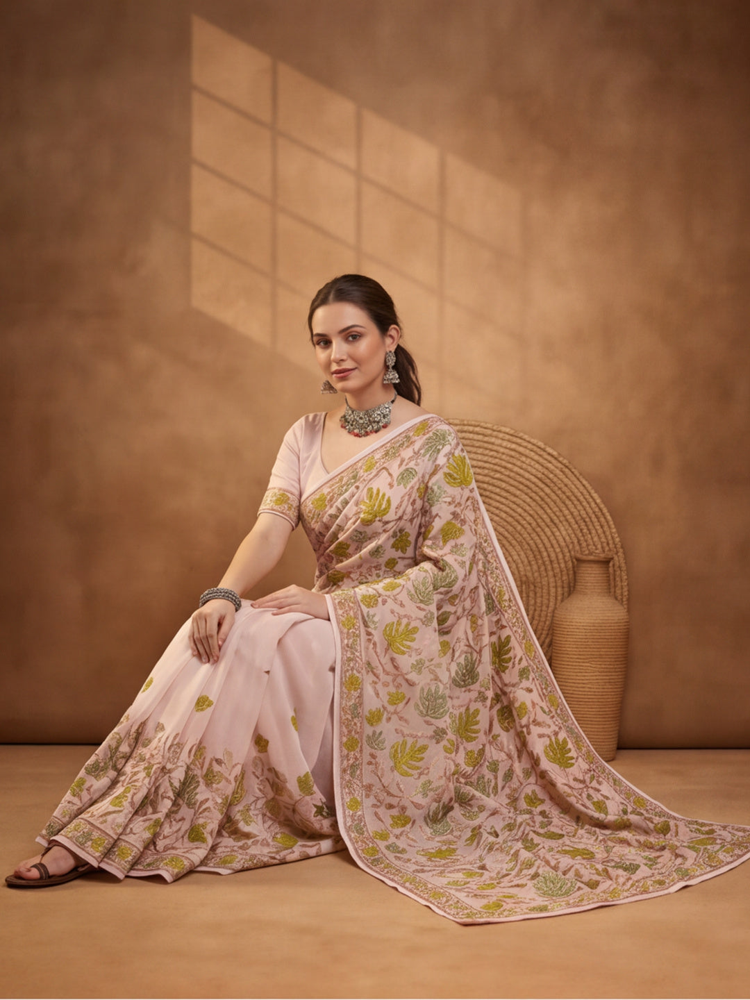 Jaipur Kurti White Georgette Embroidered Saree – Stunning in Black Georgette
