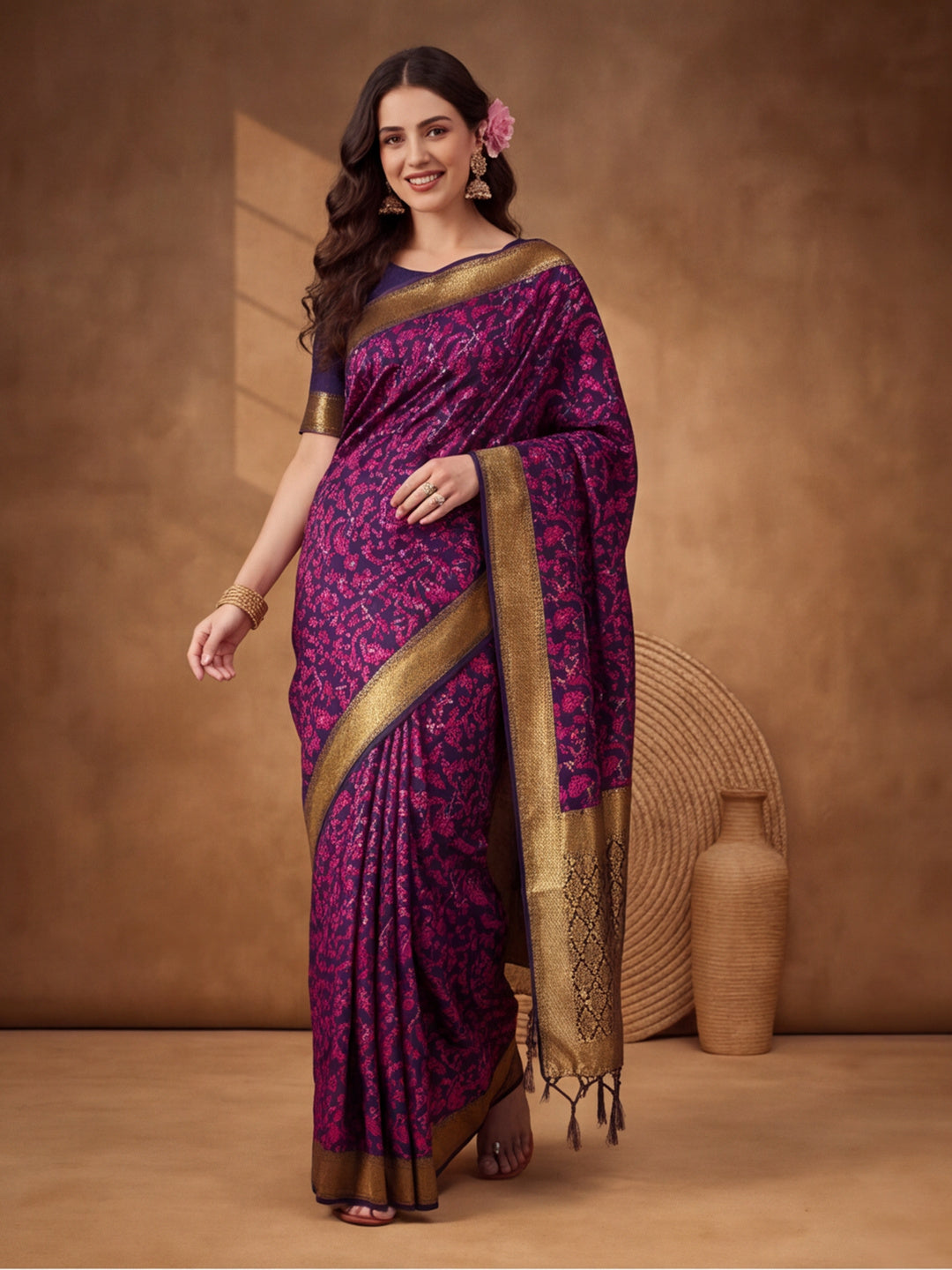 Jaipur Kurti Women'S Multi Colour Designer Weaving Work Saree