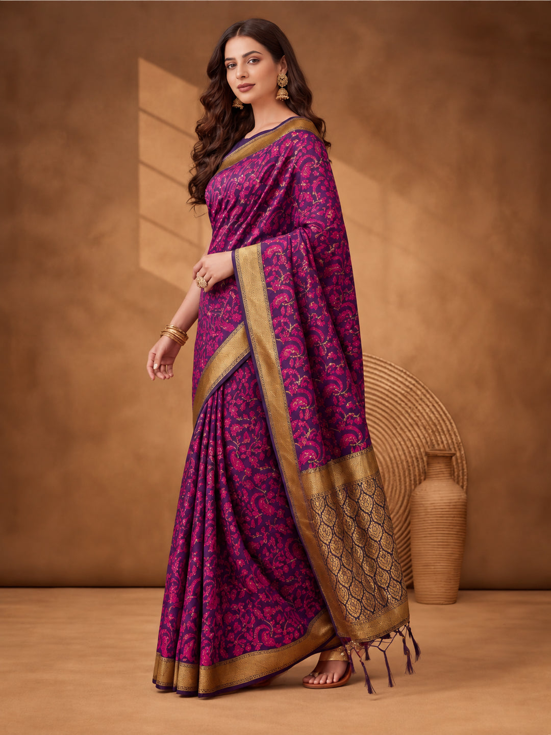 Jaipur Kurti Women'S Multi Colour Designer Weaving Work Saree