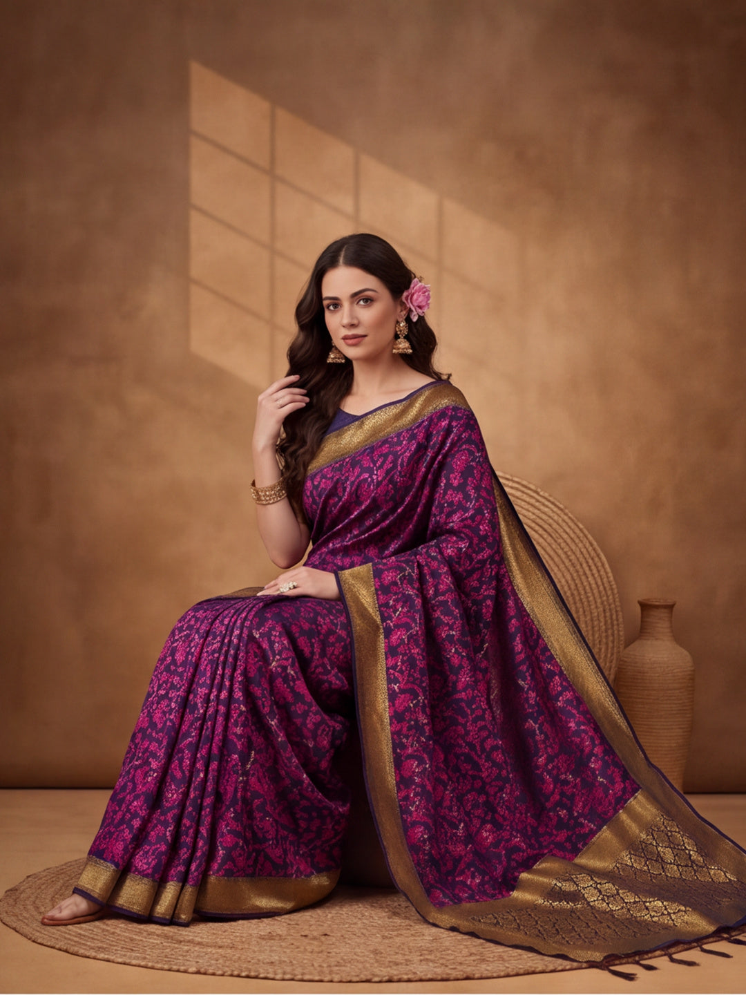 Jaipur Kurti Women'S Multi Colour Designer Weaving Work Saree