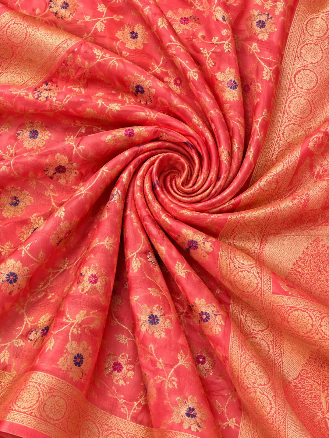 Jaipur Kurti Women'S Designer Weaving Work Red,Gold Saree