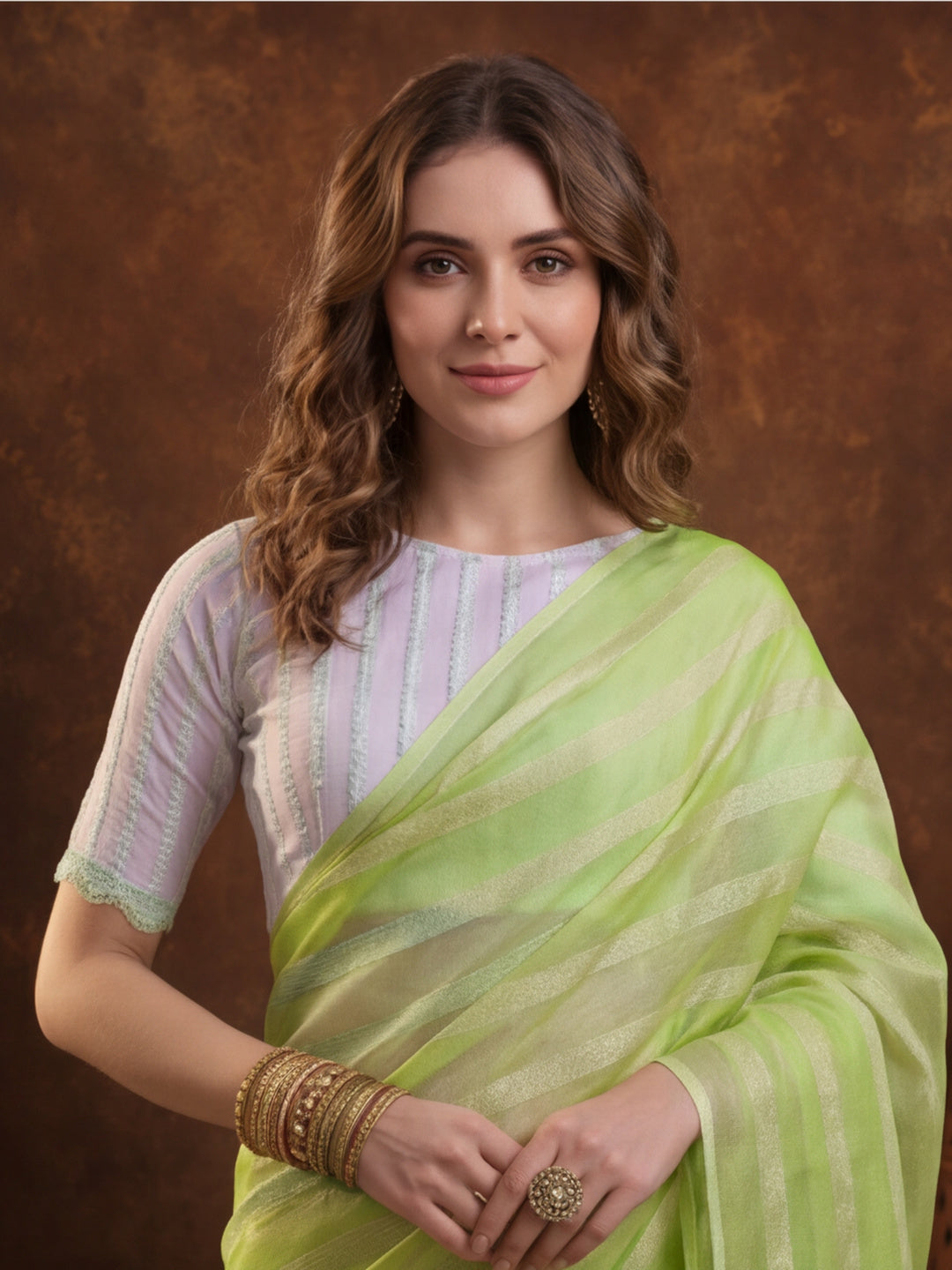 Pista Green Vichitra Silk Printed Saree for Women by Jaipur Kurti