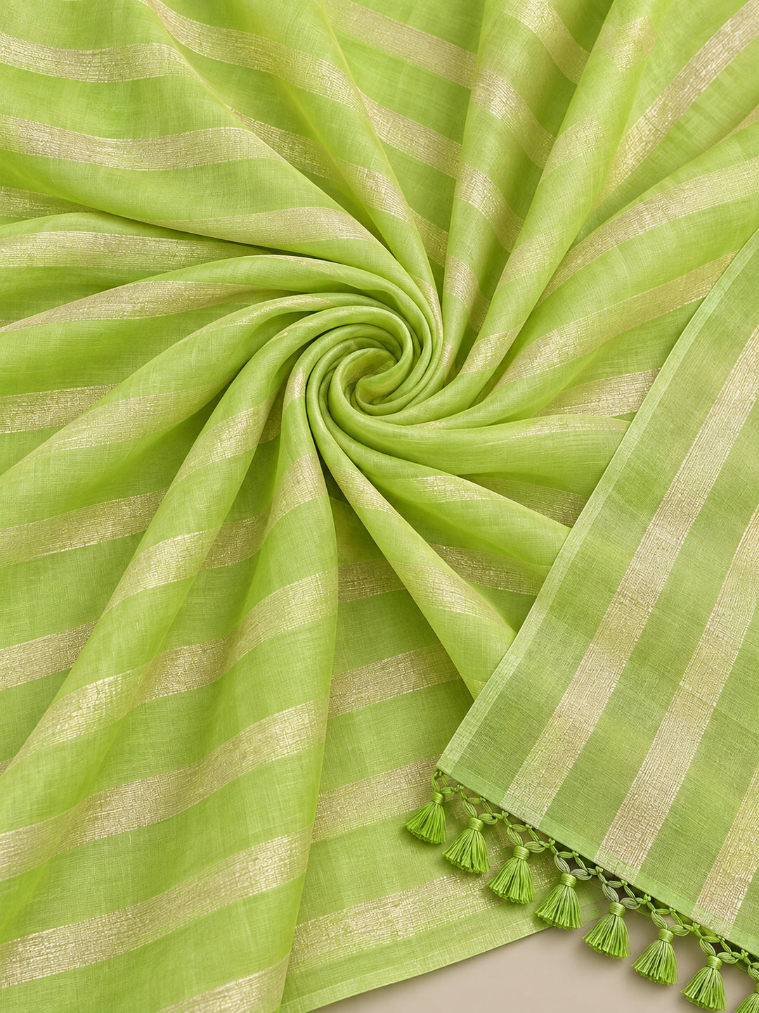 Pista Green Vichitra Silk Printed Saree for Women by Jaipur Kurti