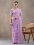 Lavender Vichitra Silk Printed Saree for Women by Jaipur Kurti
