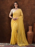 Yellow Vichitra Silk Printed Saree for Women by Jaipur Kurti
