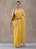 Yellow Vichitra Silk Printed Saree for Women by Jaipur Kurti