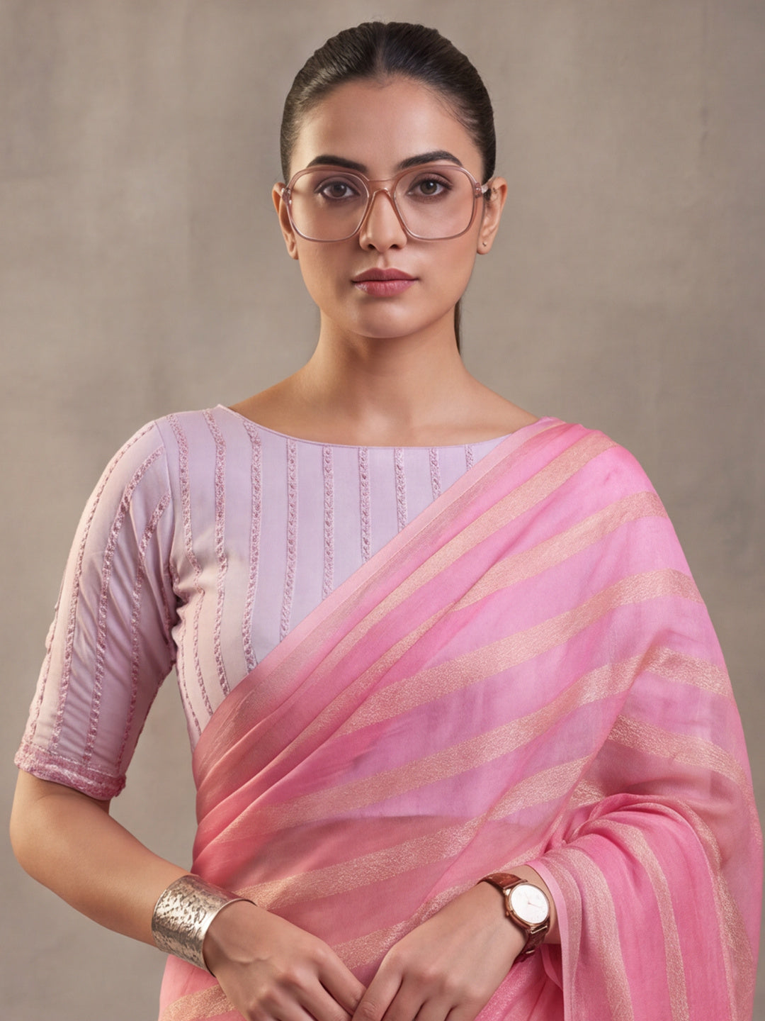 Pink Vichitra Silk Printed Saree for Women by Jaipur Kurti