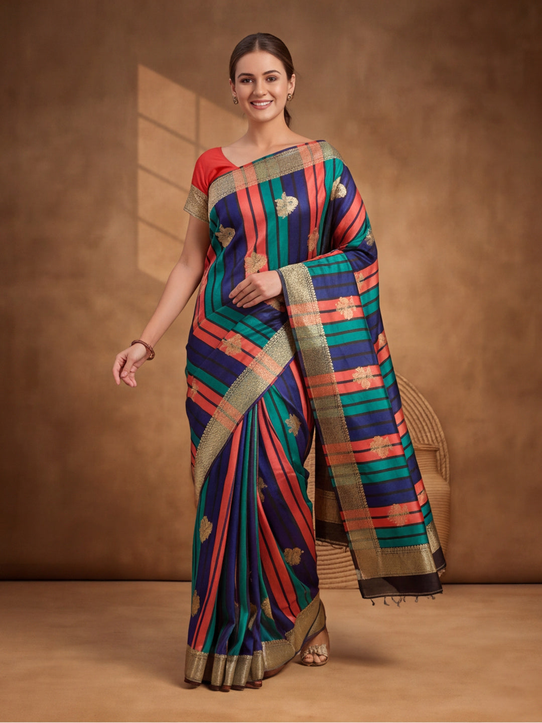 Jaipur Kurti Women'S Designer Weaving Work Black Saree