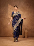 Jaipur Kurti Women'S Designer Weaving Work Navy Blue Saree