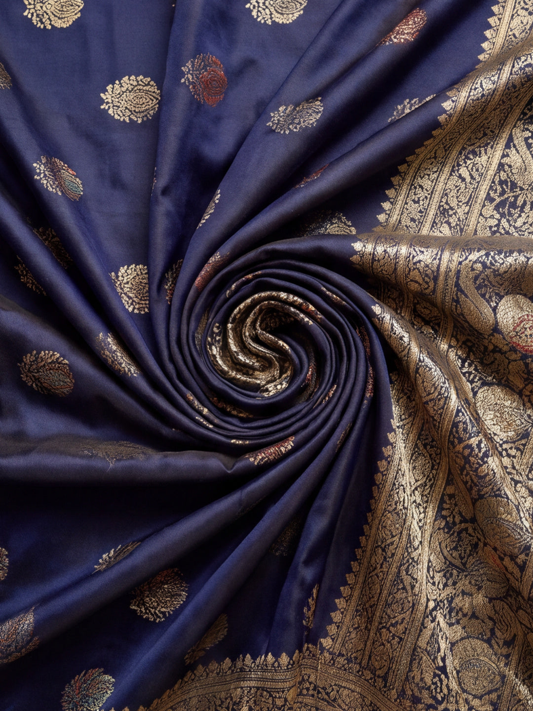 Jaipur Kurti Women'S Designer Weaving Work Navy Blue Saree