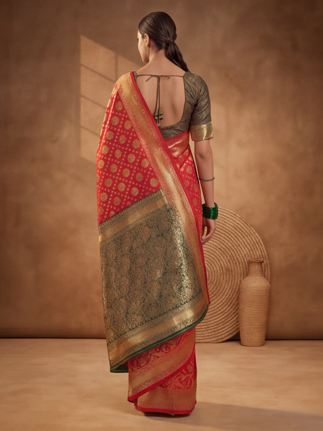 Ravishing Red: Weaving Work Banarasi Silk Saree