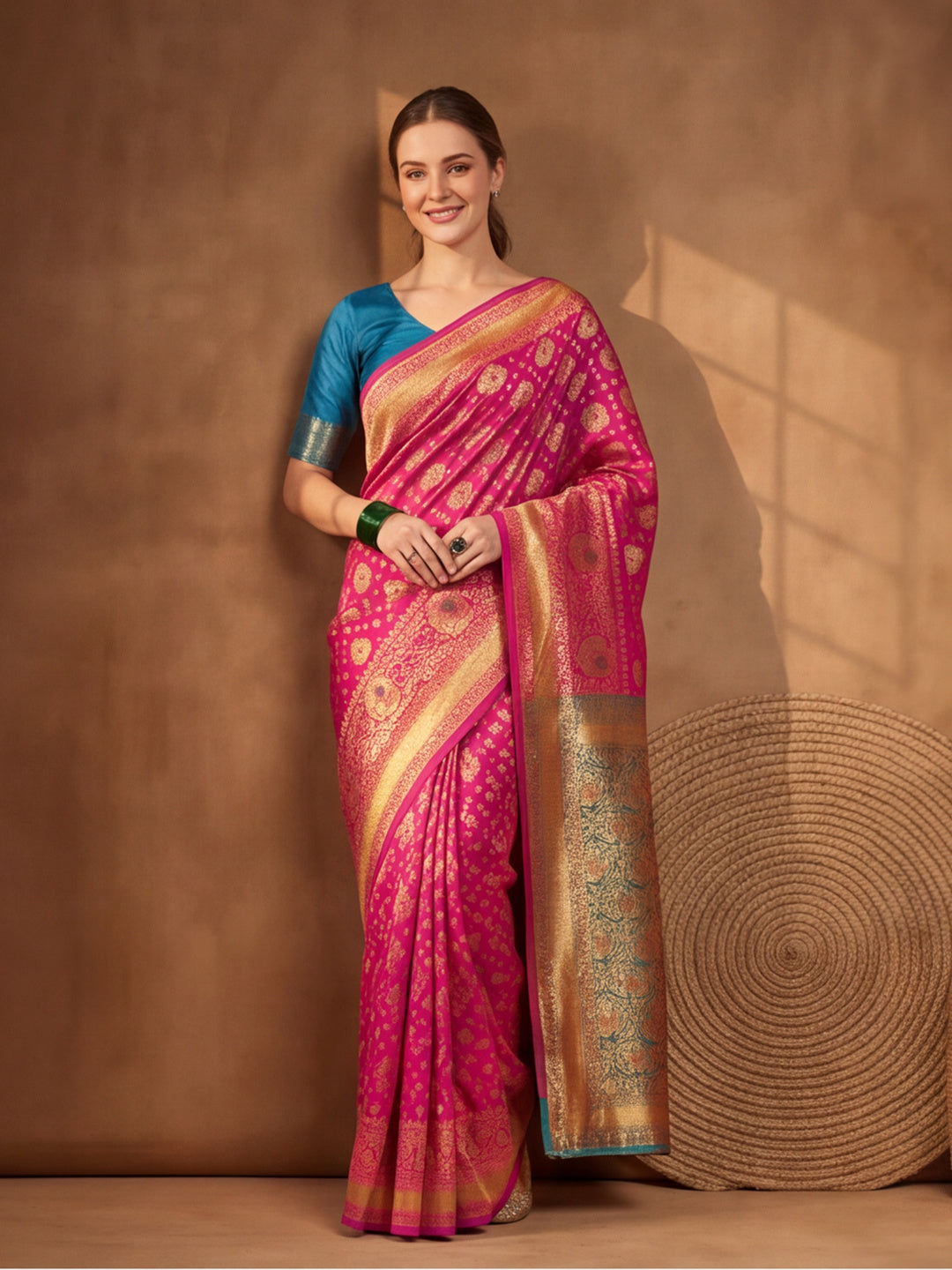 Gajri Grandeur: Weaving Work Banarasi Silk Saree