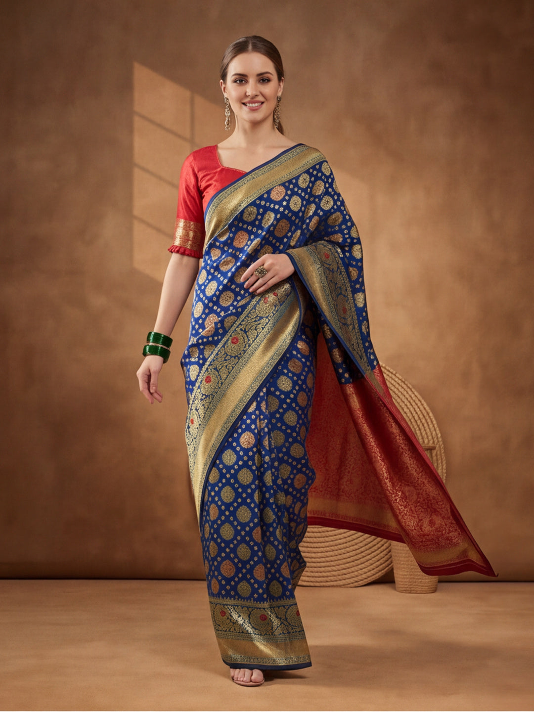 Navy Blue Nirvana: Weaving Work Banarasi Silk Saree