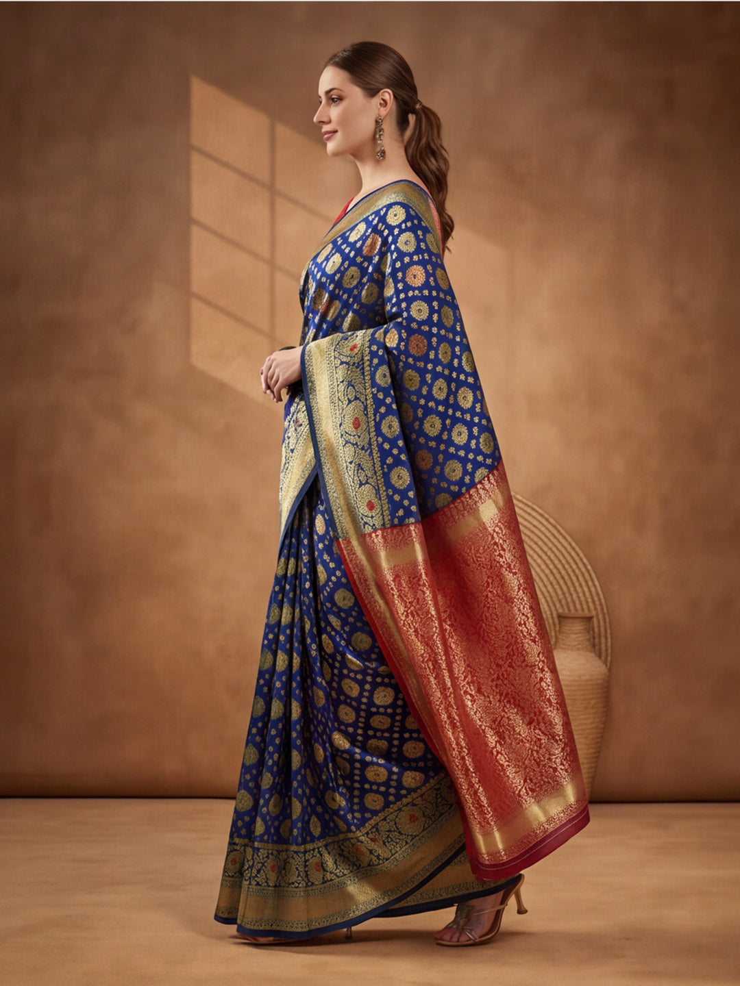 Navy Blue Nirvana: Weaving Work Banarasi Silk Saree
