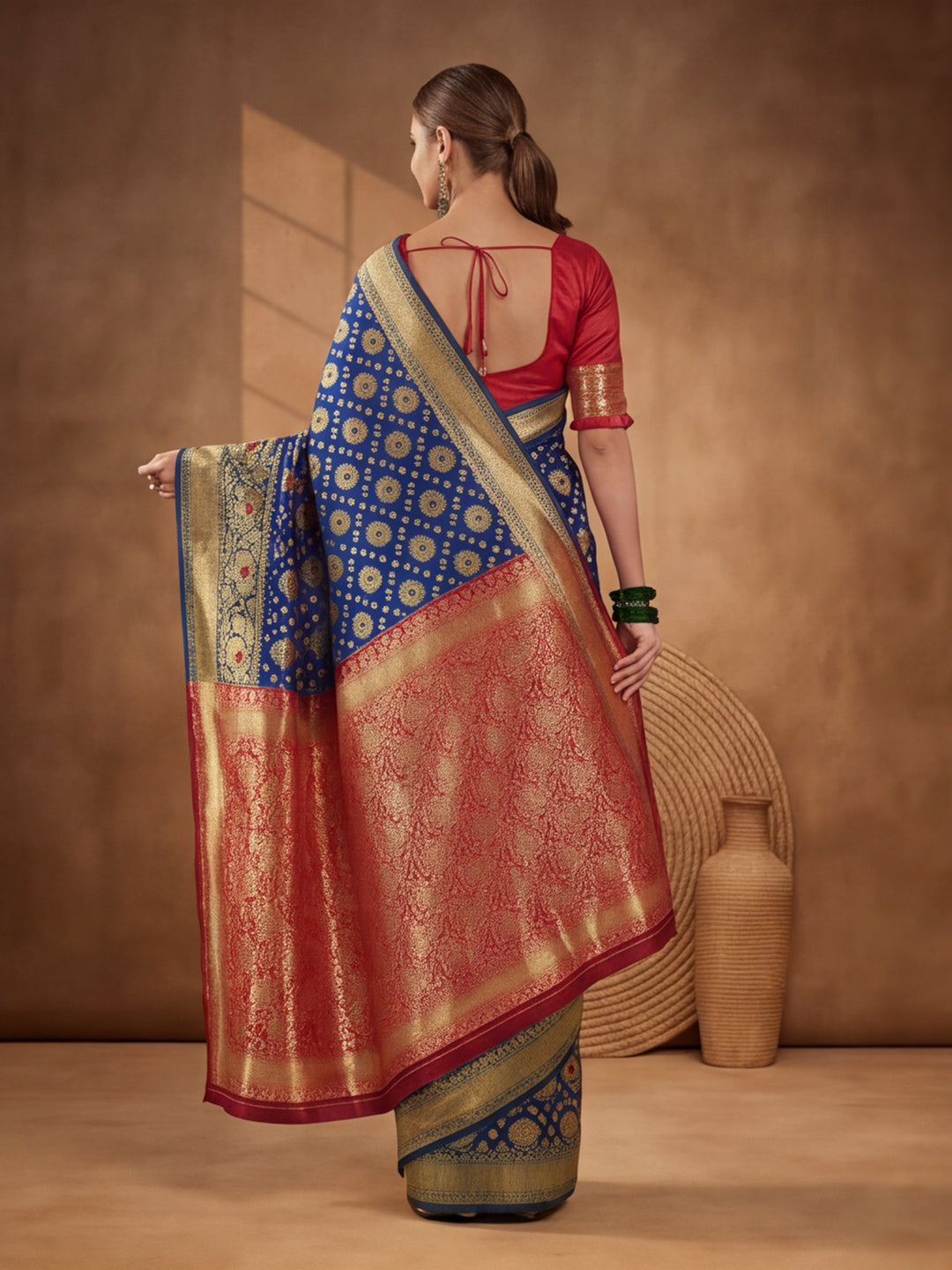 Navy Blue Nirvana: Weaving Work Banarasi Silk Saree