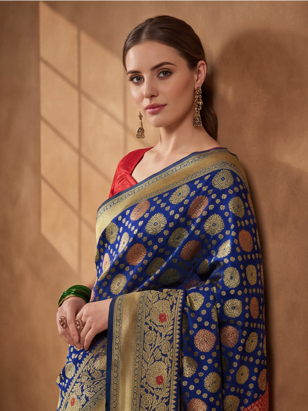 Navy Blue Nirvana: Weaving Work Banarasi Silk Saree