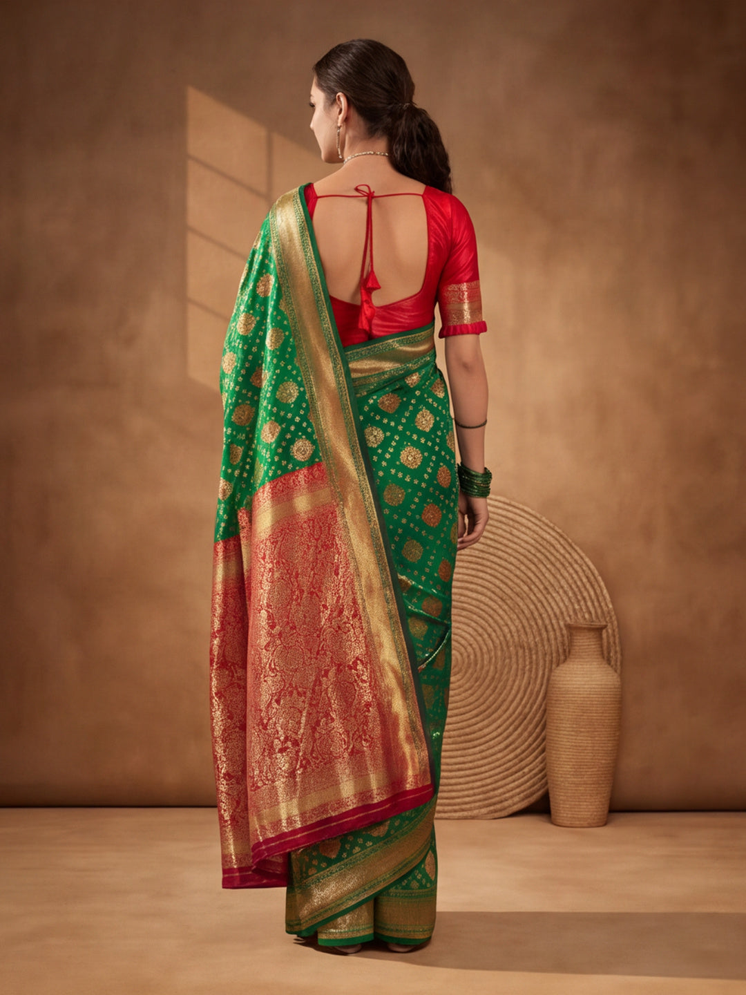 Green Goddess: Weaving Work Banarasi Silk Saree