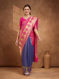 Jaipur Kurti Women'S Designer Weaving Work Pink,Blue Saree