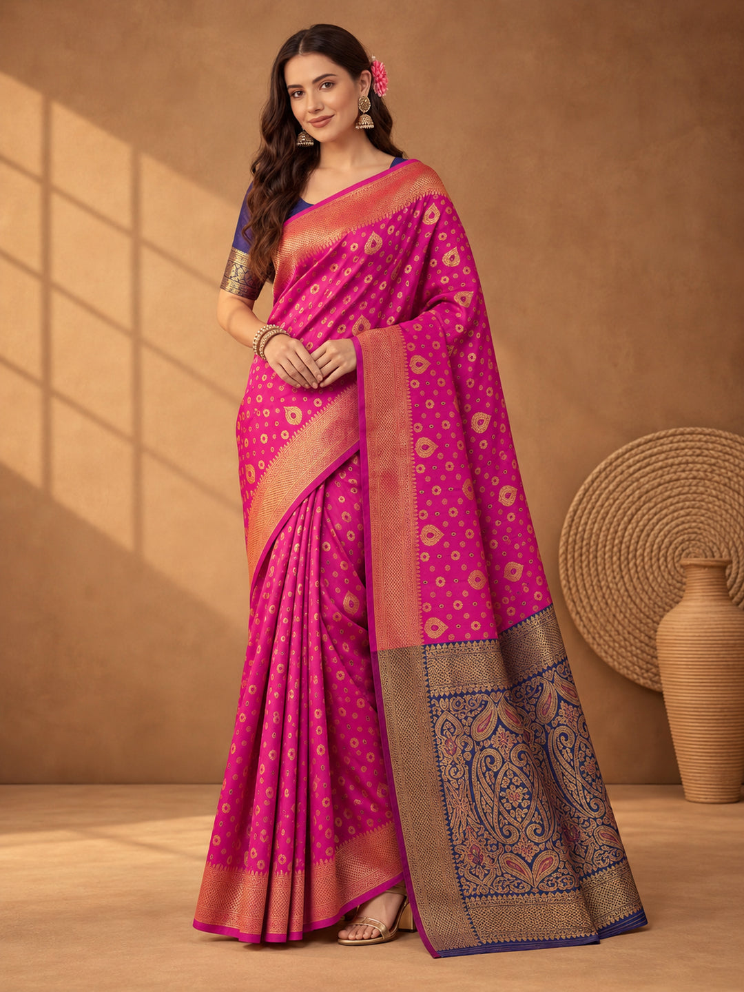 Pink Purity: Weaving Work Banarasi Silk Saree