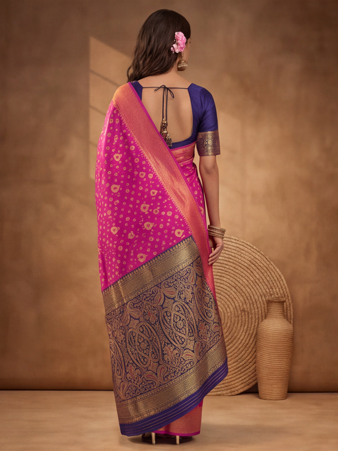 Pink Purity: Weaving Work Banarasi Silk Saree
