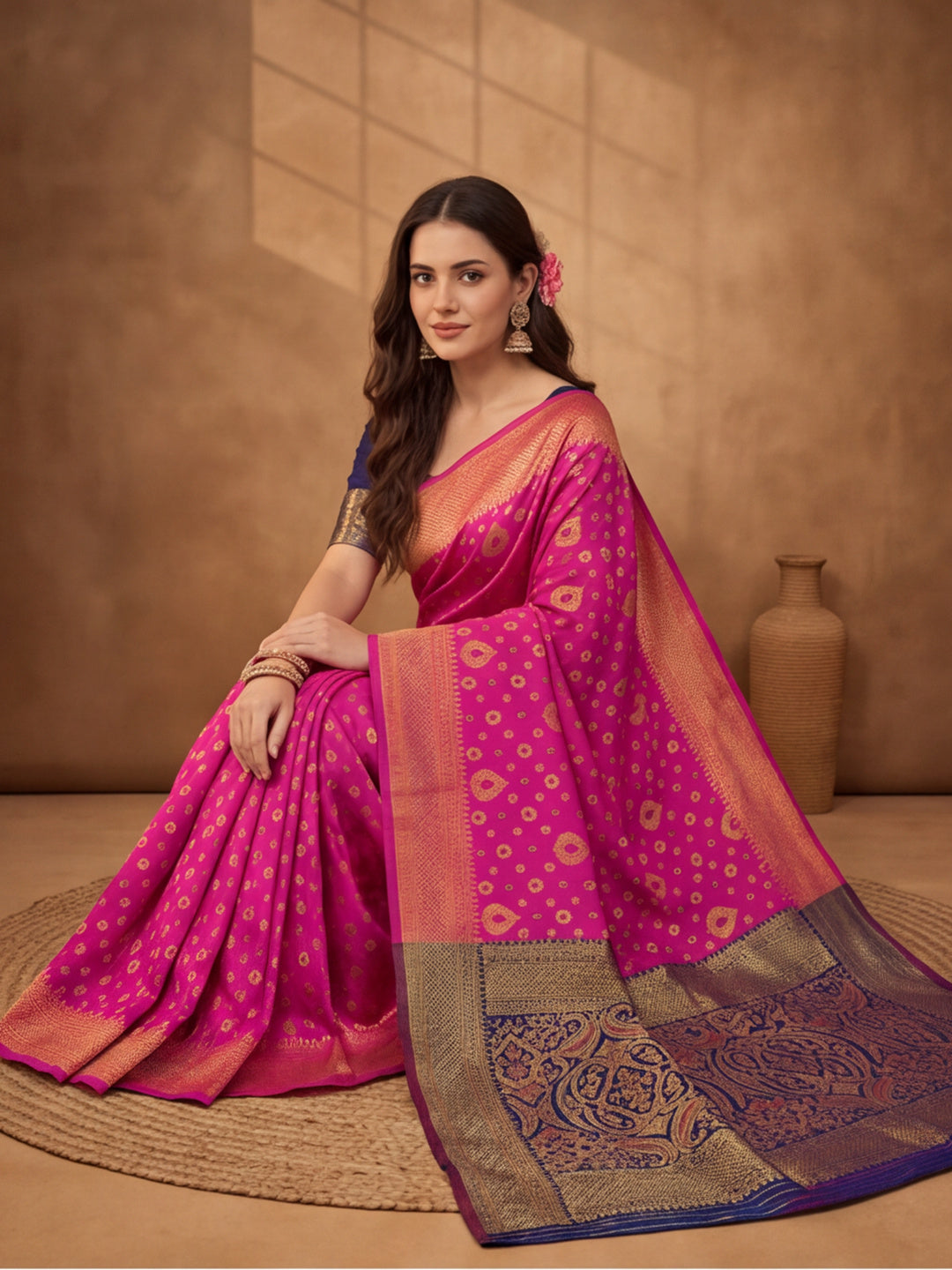 Pink Purity: Weaving Work Banarasi Silk Saree