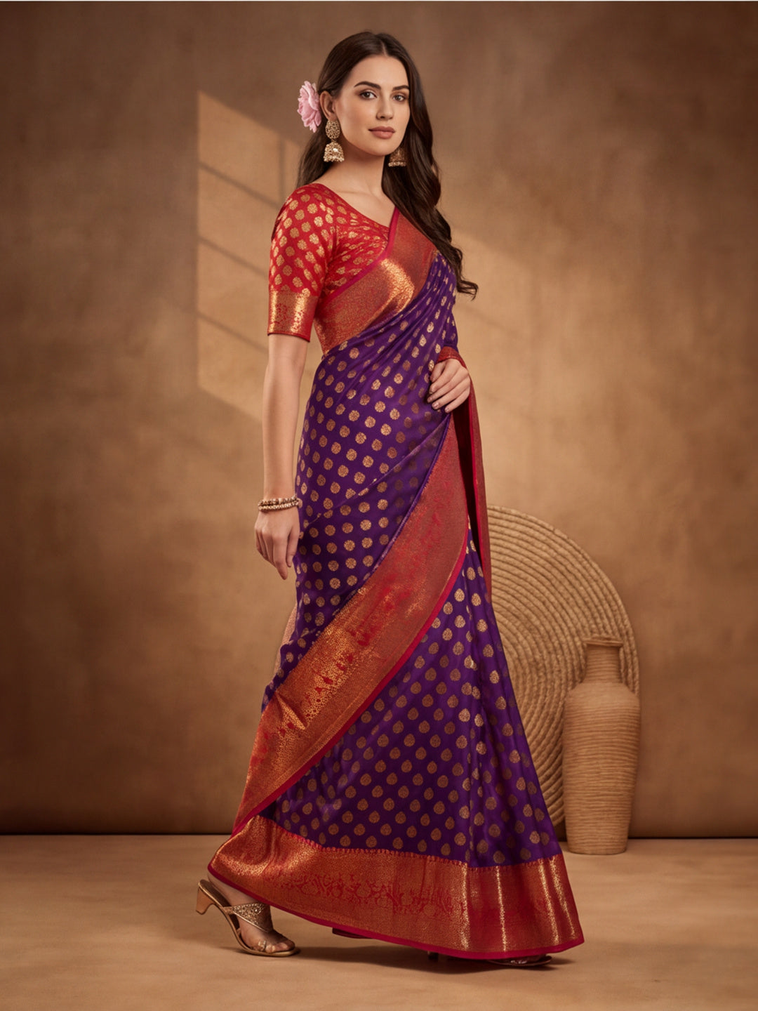 Purple Princess: Weaving Work Banarasi Silk Saree