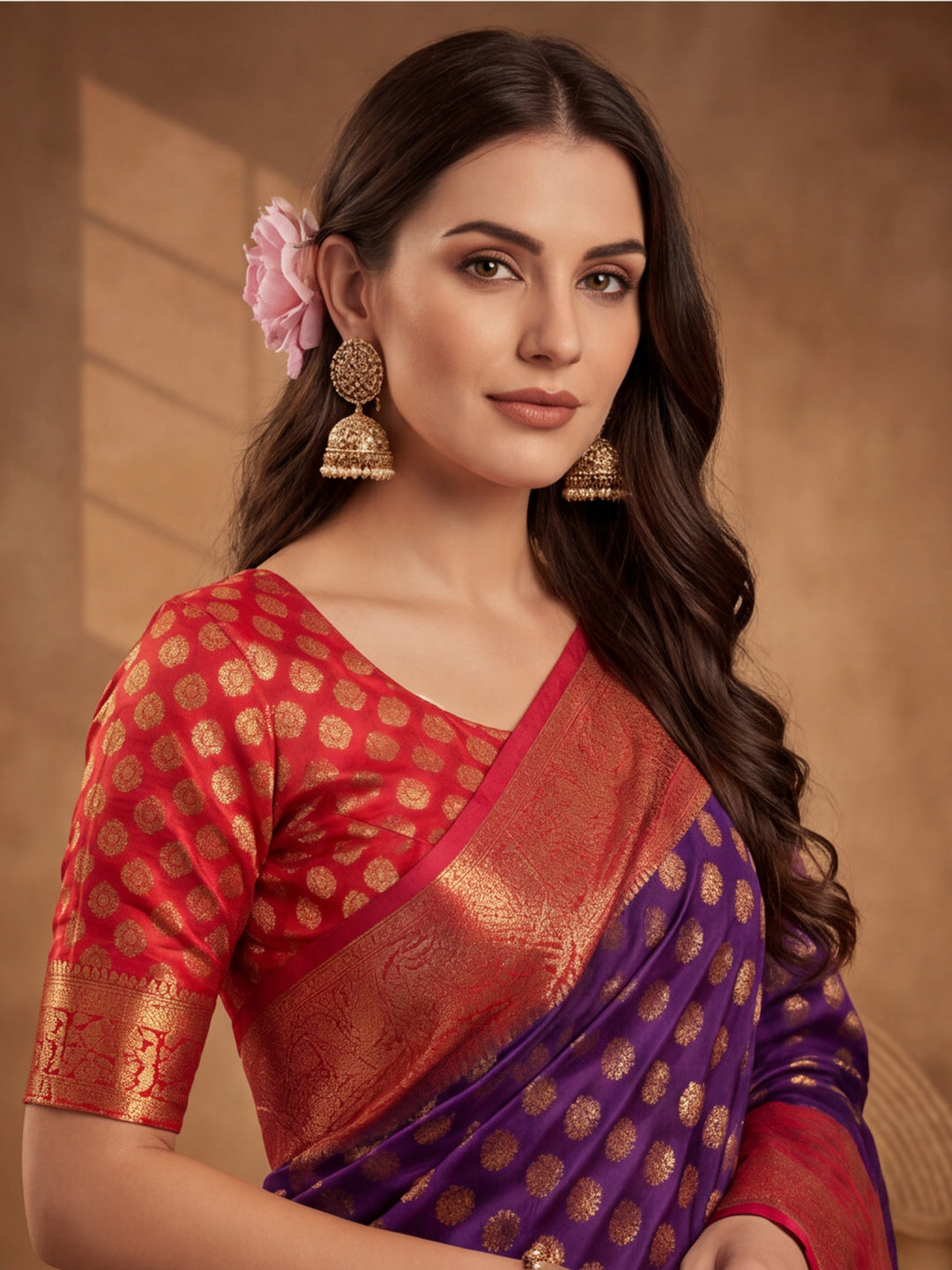 Purple Princess: Weaving Work Banarasi Silk Saree