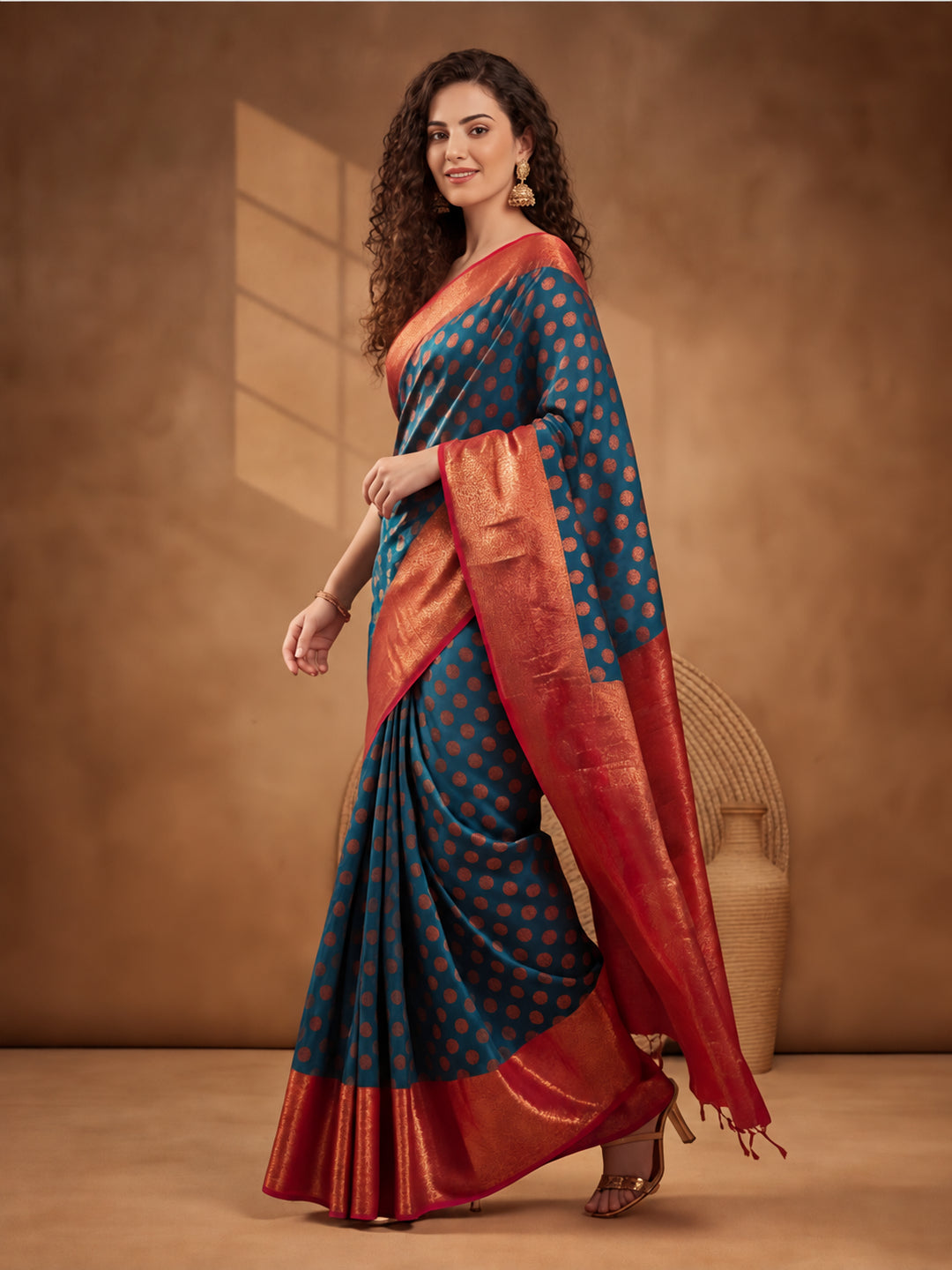 Teal Tranquility: Weaving Work Banarasi Silk Saree