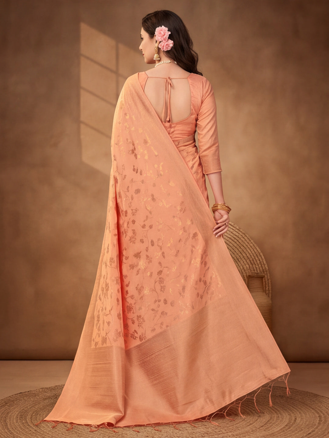 Jaipur Kurti Women'S Designer Weaving Work Beige Saree
