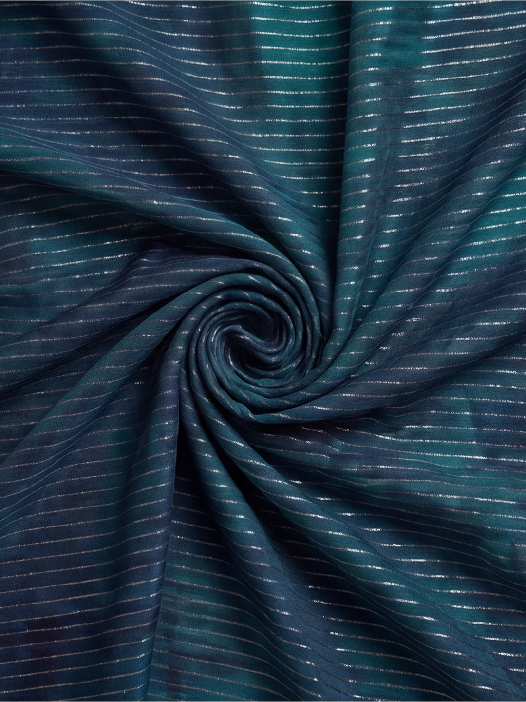 Women's Teal Sparkle Lining Fabric Saree with Bold Prints by Jaipur Kurti