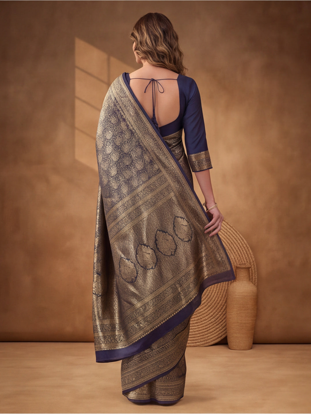 Jaipur Kurti Women'S Neavy Blue Colour Designer Weaving Work Saree