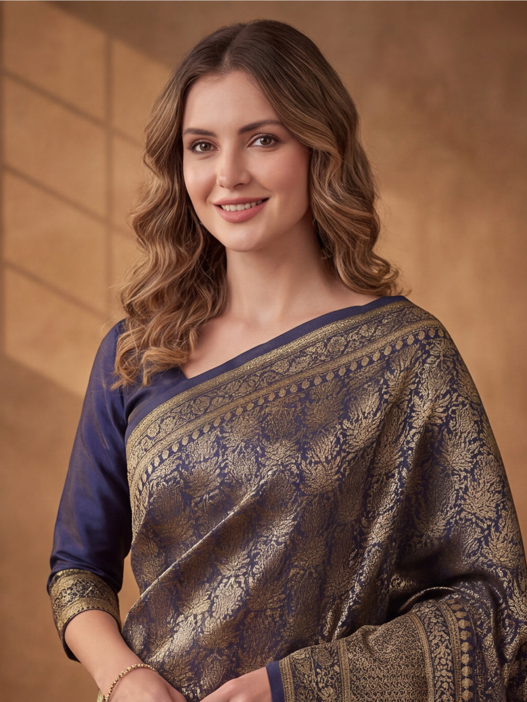 Jaipur Kurti Women'S Neavy Blue Colour Designer Weaving Work Saree